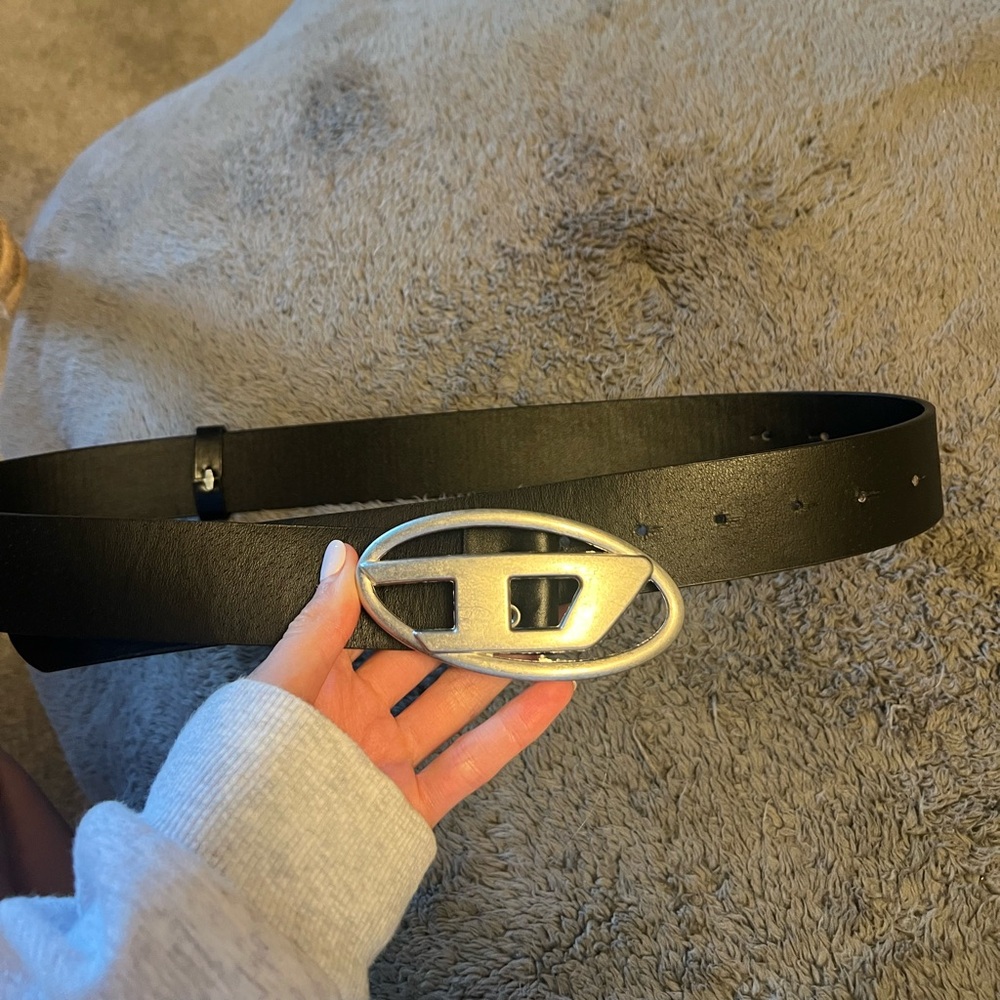 Diesel belt with silver hardware